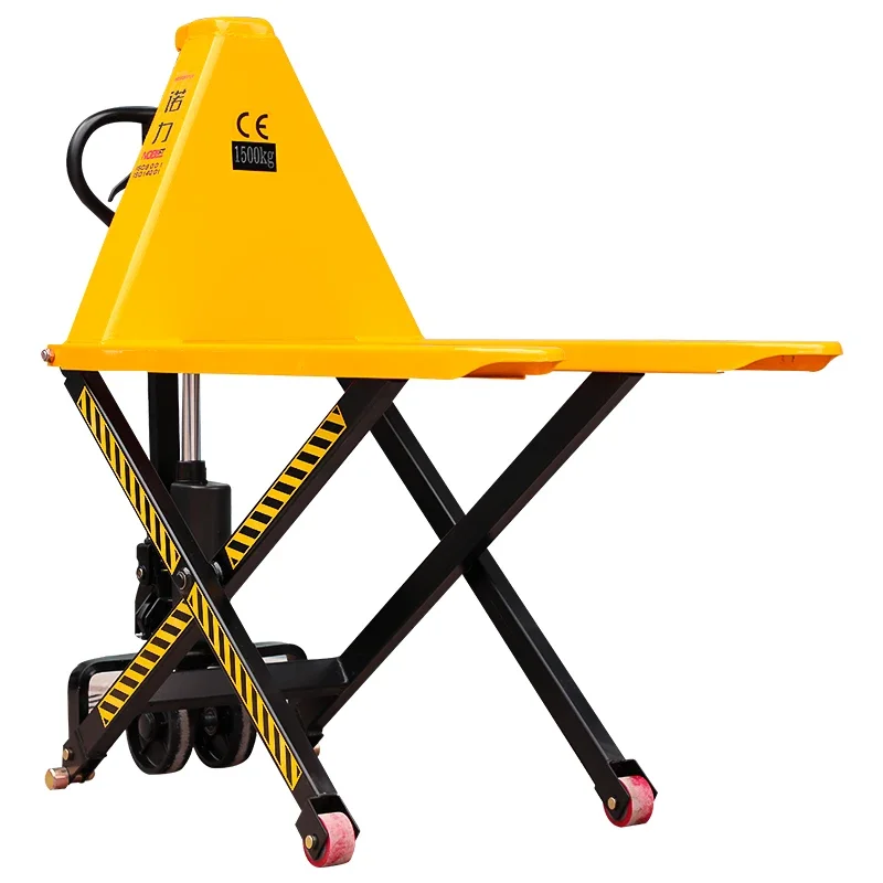 YY Manual Hydraulic Trailer 1.5 T Scissor Type High Lifting and Lowering Terrace Forklift high quality 4 100x100x150mm aluminum lab lift lifting platforms stand rack scissor lab jack