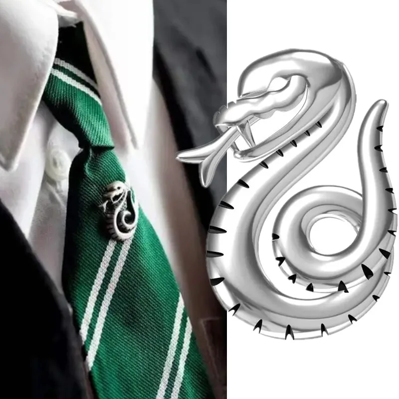 Movie Magic School Wizard Malfoy Family Badge Slytherin Snake Cosplay Metal Brooches Lapel Pin Unisex Jewelry Accessories Prop