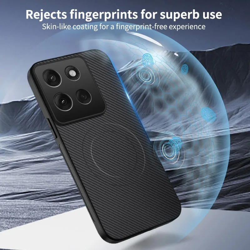 Magnetic Carbon Fiber Texture Shockproof Phone Case Cover