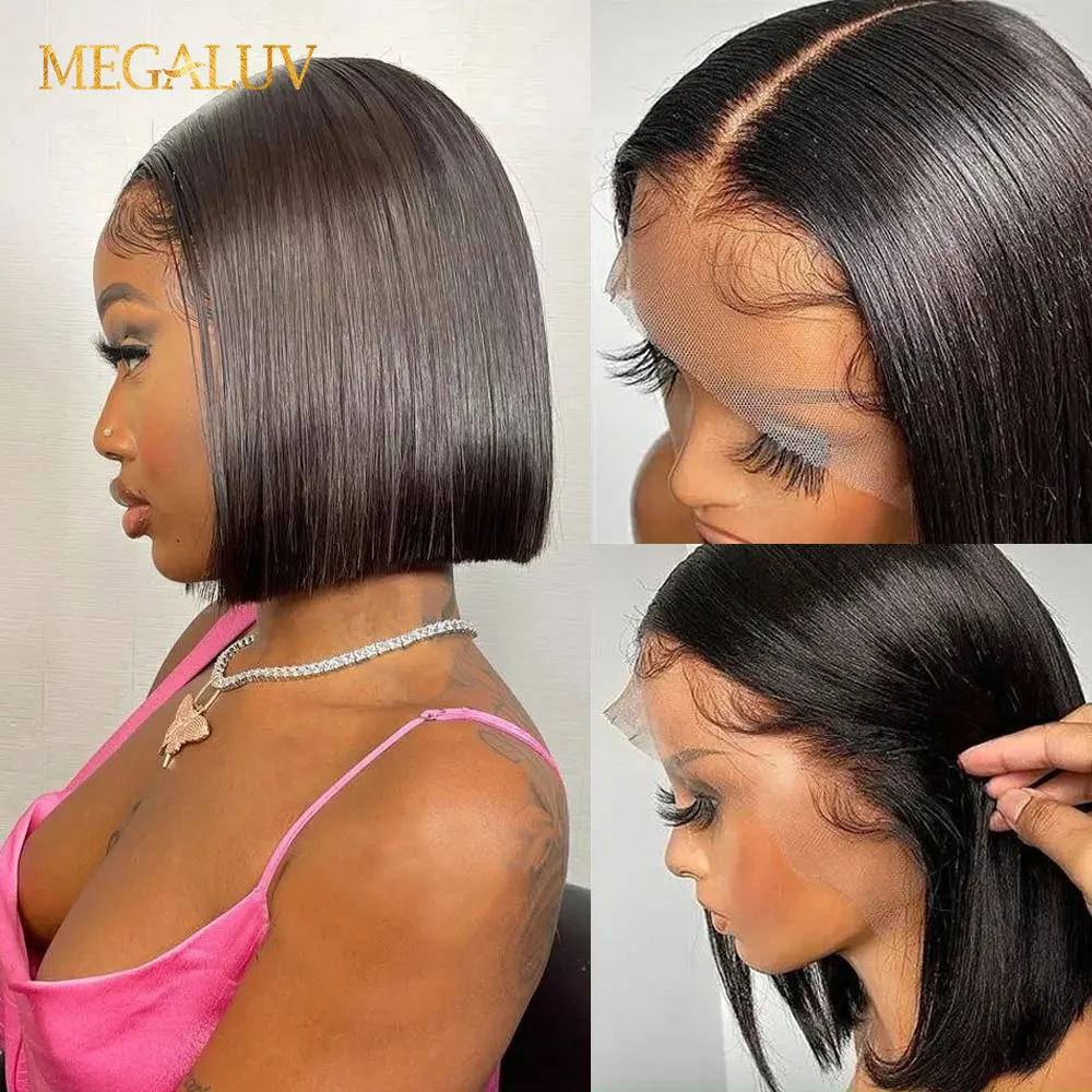 

Short Straight Bob 13x6 Lace Front Human Hair Wigs For Women 4x4 Lace Closure 8-14 Inch Remy Transparent 13x5x2 Lace Frontal Wig