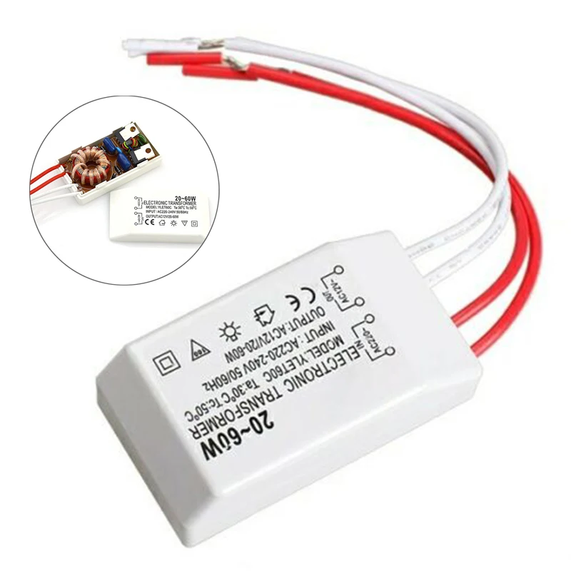 AC 220V To 12V 20-60W Halogen Light LED Driver Power Supply Electronic Transformer power supply adapter Suitable For Lamps Home Outdoor Tools