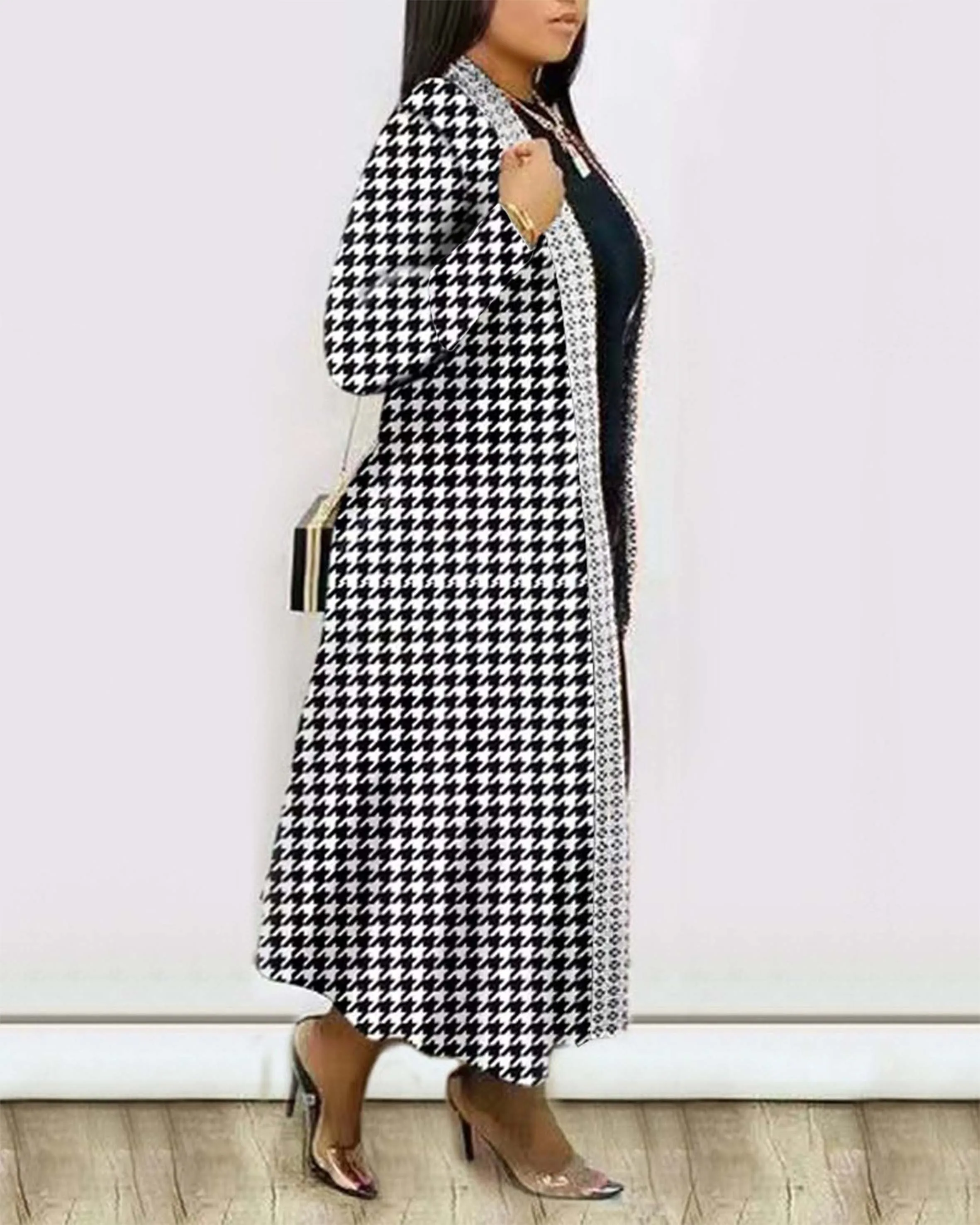 

2024 Spring Autumn Female X-long Trench Long Sleeve Fashion Printing Women's Open Stitch Jackets Long Loose Lady Coats Jackets