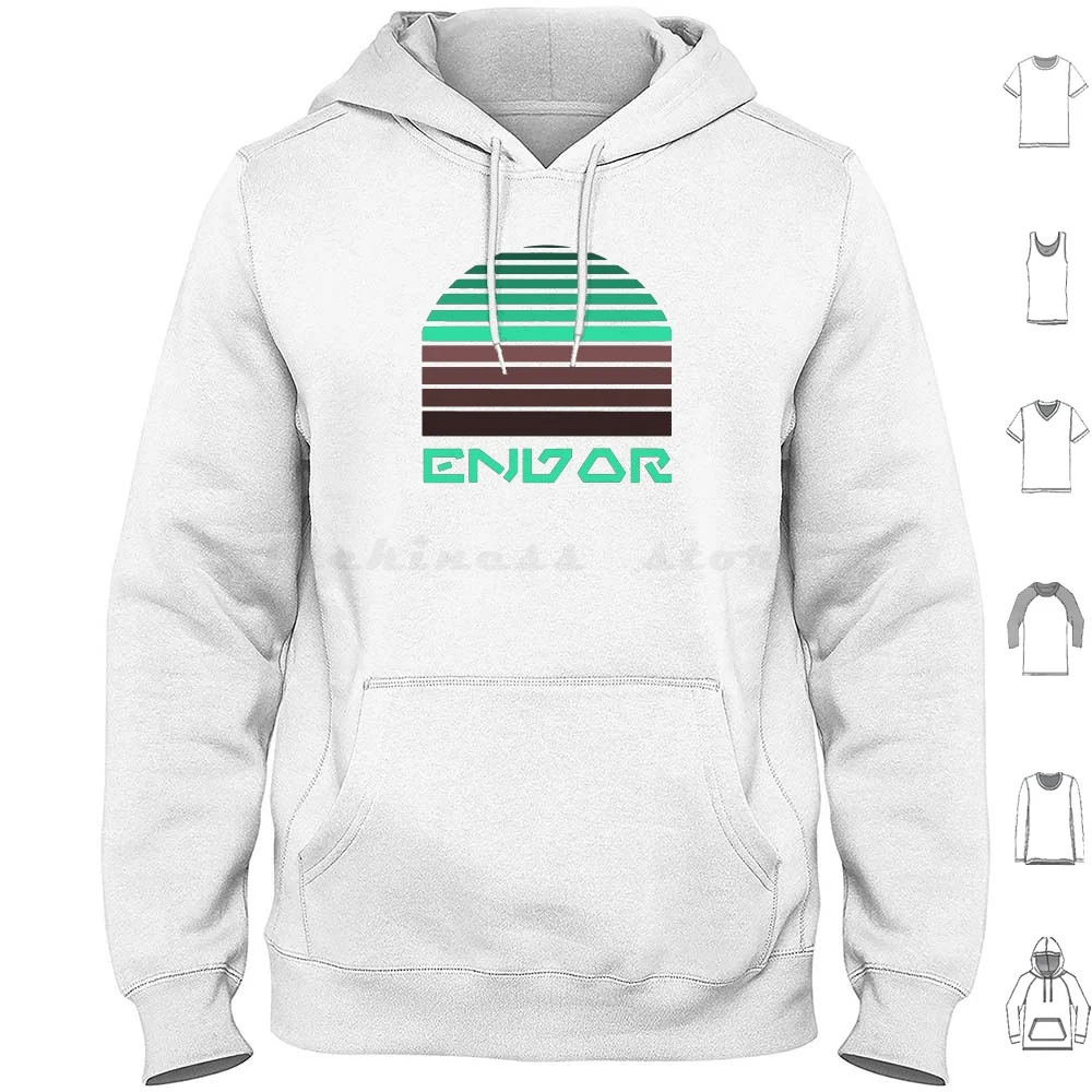 Endor Gradient Hoodie Cotton Manica Lunga Endor Planet Gradient Travel Nerd Geek Fandom Fan Jedi Sith Darkside Force