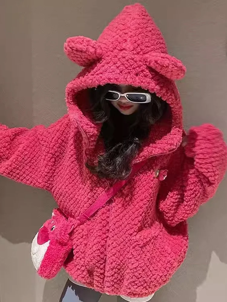 

Girls' Wool Sweater Outerwear Autumn And Winter Girls' Children's Cotton Thickened Lamb Plush Jacket For Girls Coat For Girls