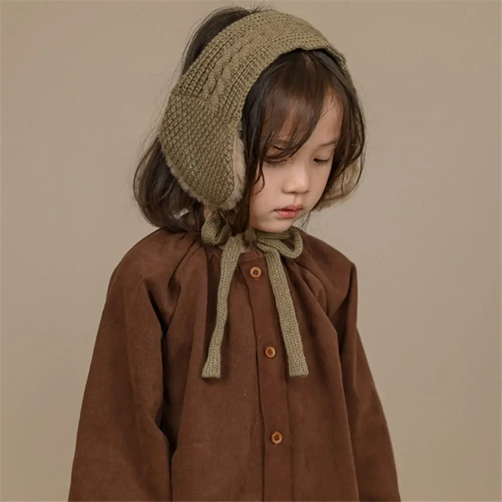 Winter Strappy Earmuffs for Children Knitted Thicken Warm Ear-Muffs Boys Girls Earflaps Kids Solid Color Ear Warmer children earmuffs
