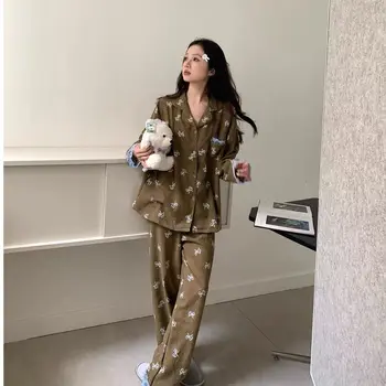 طقم بيجامة نسائي بيجامات تشيكاوا طقم ملابس منزلية ملابس منزلية بيجامات بأكمام طويلة ملابس نوم للسيدات ملابس داخلية لصالة النوم 4