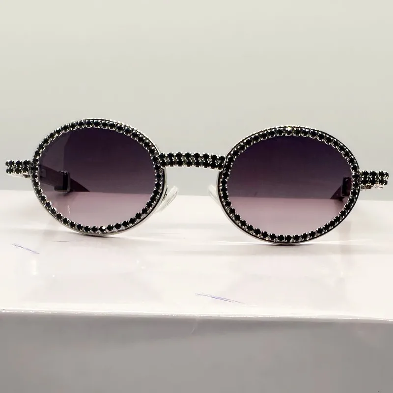Diamant-Sonnenbrille mit ovalem Rahmen für Damen, hochwertige, glänzende, personalisierte Outdoor-Modebrille – Detail 12