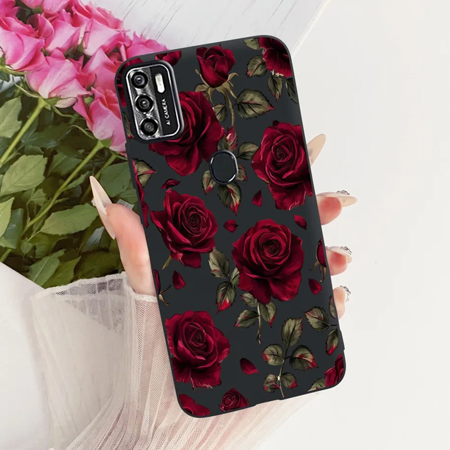 Floral Soft Black Silicone Bumper Phone Cover