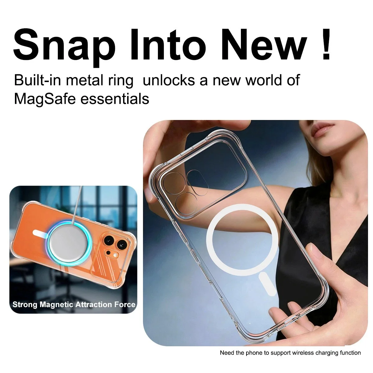 Magnetic Crystal Clear Protective Case with Magsafe - Transparent Cover Coque s