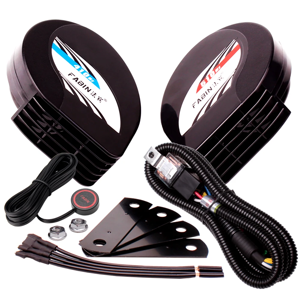 FARBIN High/Low Car Horn 12V Ultra Thin Waterproof Snail Horns Loud Dual Tone Air Electric Horn Kit Alarm Signal Car Accessory