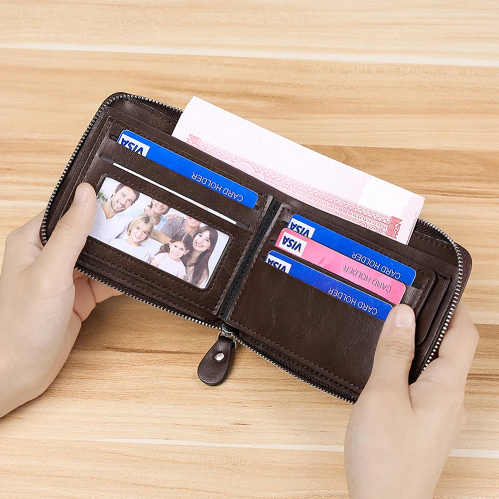 New Men Wallet Money Bag High Quality Fashion Soft PU Leather Card Holder Hasp Coin Pocket Purse Multi-card Personalized Wallets 2