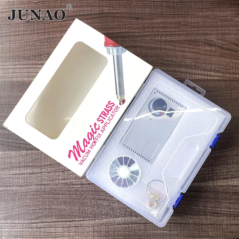 

JUNAO Hotfix Applicator Heat Transfer Rhinestone Machine Tools Iron On Crystals Wand Gun Air Suction Pick-Up For Clothes