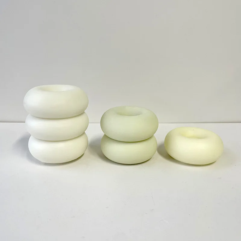 Stampo Per Candela A Ciambella Geometrica In Tre Cerchi Jenga Aromaterapia Ornamenti In Gesso Stampo In Silicone Per Torta