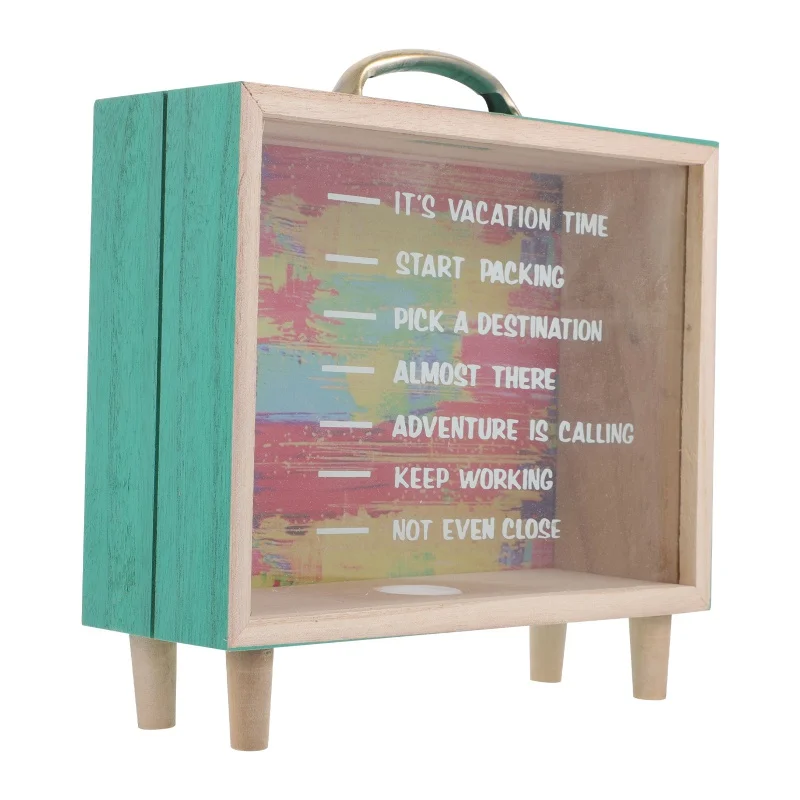 Honeymoon Fund Box Rustic Wood Box Wedding Saving Pot Shadow Piggy Bank with String Light for Weddings Birthday Graduation 4