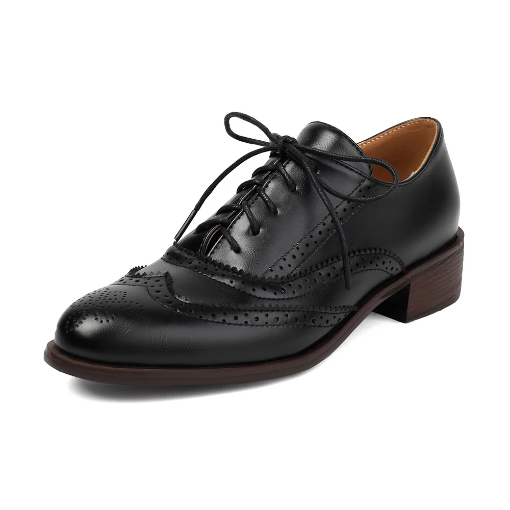Scarpe stringate brogue da donna in pelle