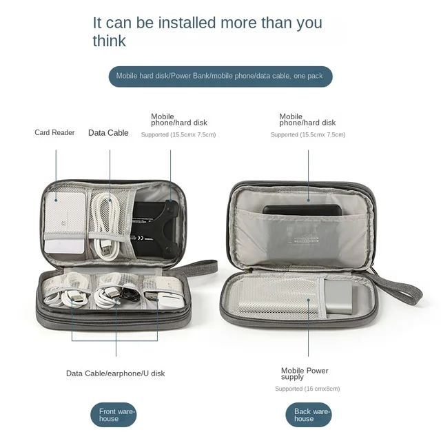 Adatkábel -Tároló Táskák Hordozható Fülhallgató -Szervező Digitális Eszköz Hordozó Tok Dupla Rétegű Usb Merevlemez -Védelmi Zacskó - Image 4
