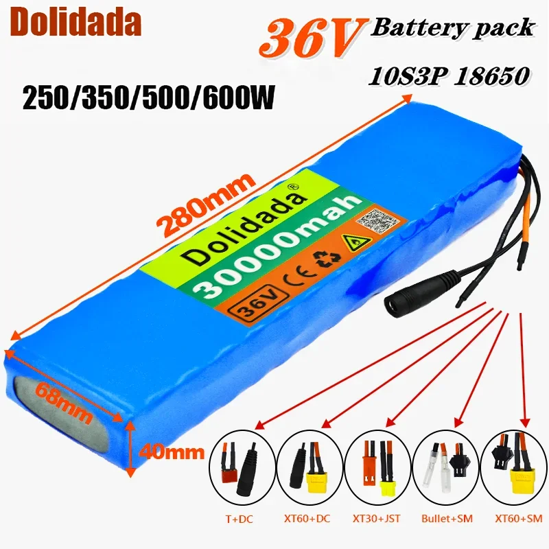 

10S3P 36V 30Ah Battery Ebike Battery Pack 18650 Li-Ion Batteries 350W 500W for High Power Electric Scooter Motorcycle Scooter