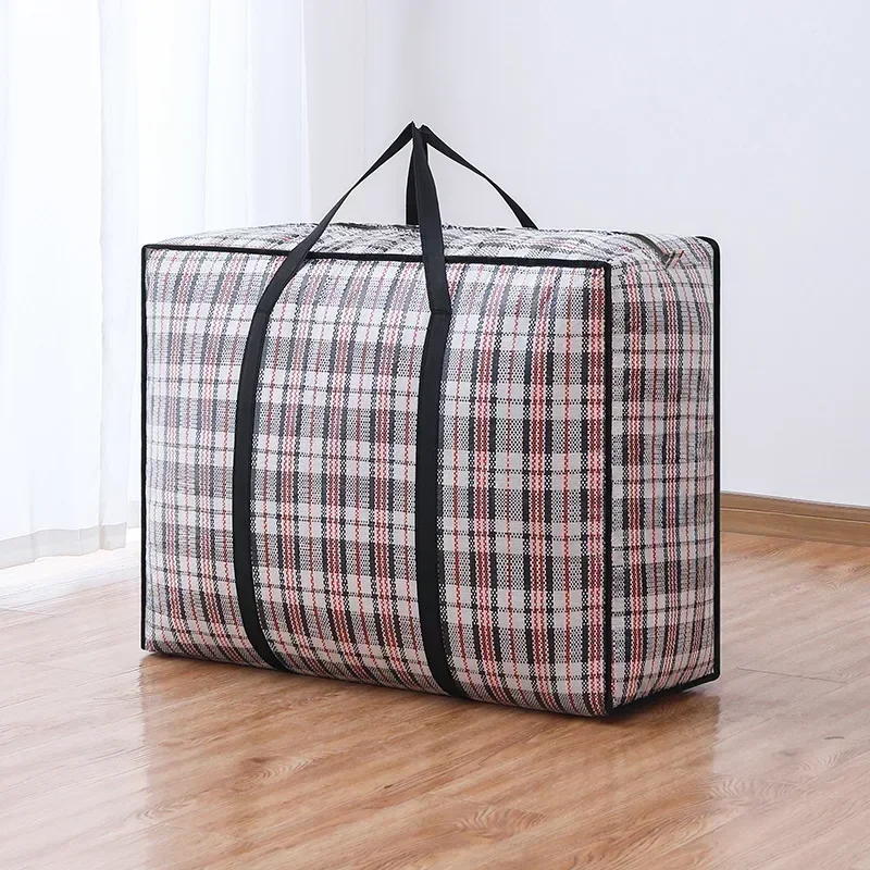 thumbnail image 1 of Bolsa tejida de gran capacidad, bolsa de embalaje de equipaje multifuncional, organizador de ropa de algodón, bolsa de mudanza para dormitorio a prueba de polvo, 1 of 5