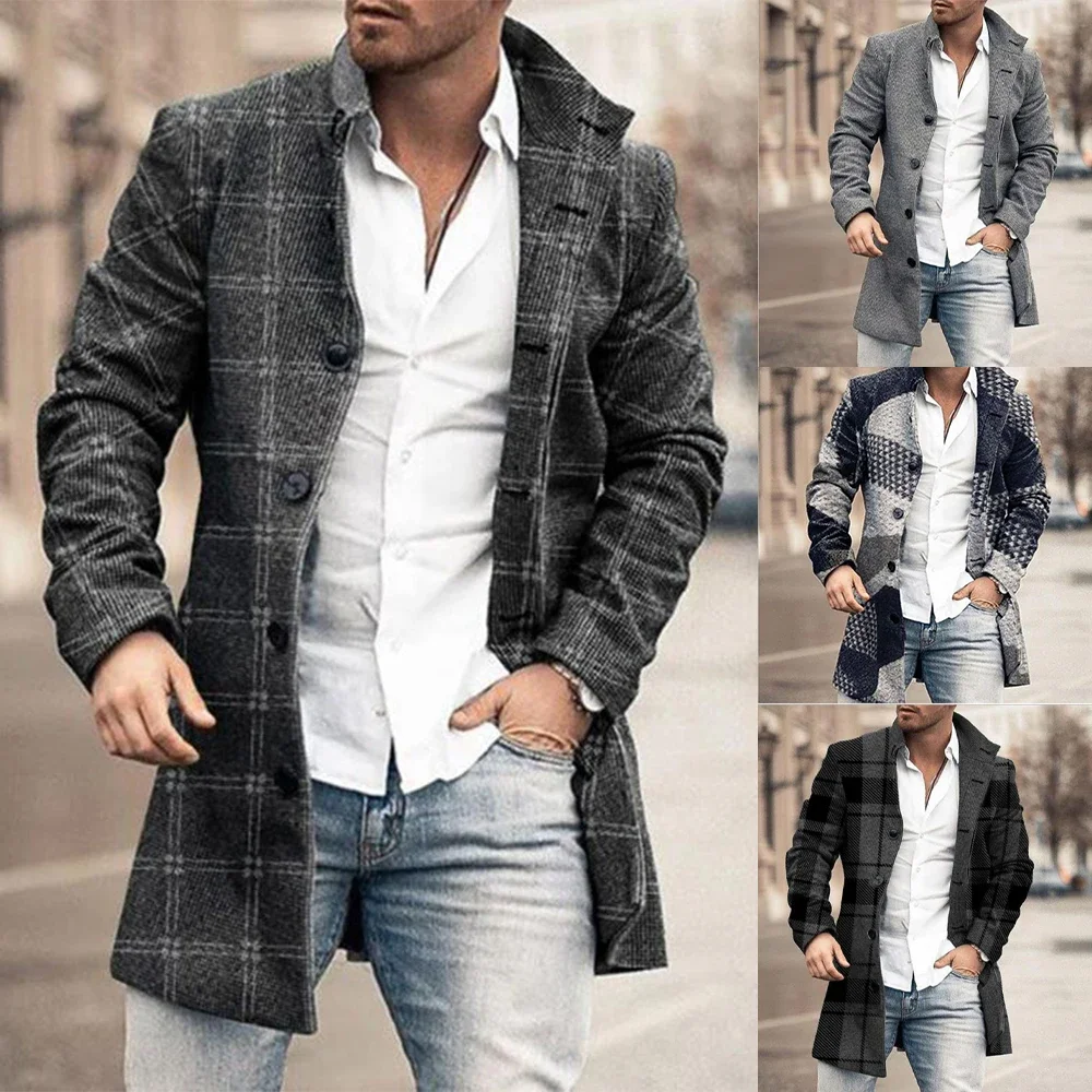 

Coat Men'S 2023 New Autumn Winter American Fashion Elegant Temperament British Loose Comfortable Casual Long Woolen Coat