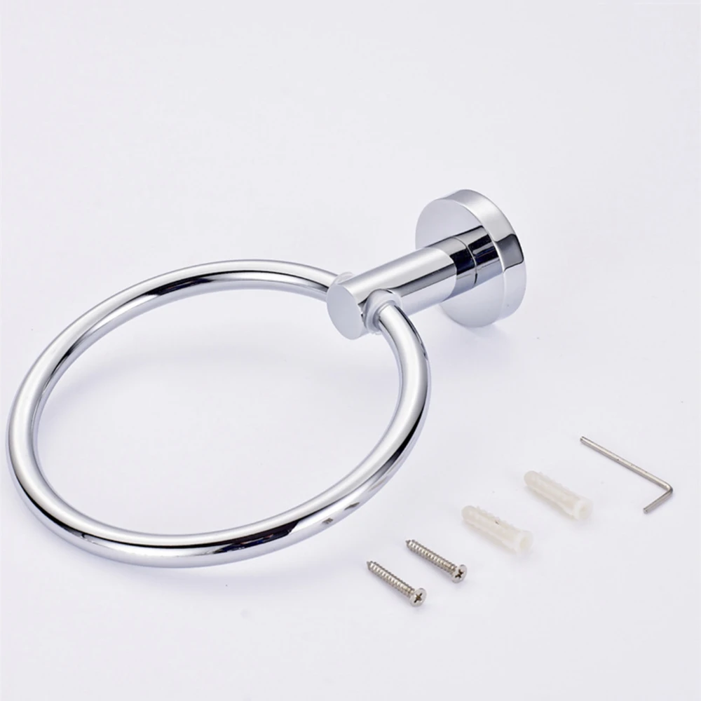 Bathroom Towel Ring Towel Ring Black/Brushed Gold Stainless Steel Wall Hanging Drill Hole Towel Storage Rack Bathroom Accessories Round Holder