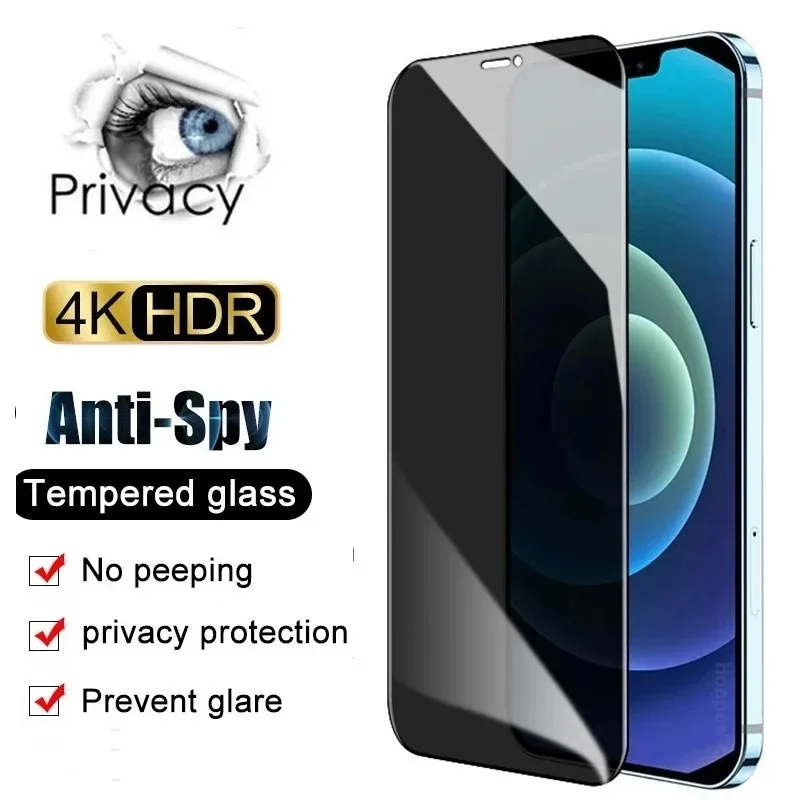 

Полноэкранное защитное закаленное стекло с защитой от шпионов для iPhone 14 13 Pro MAX 12 11 Pro 7 8Plus