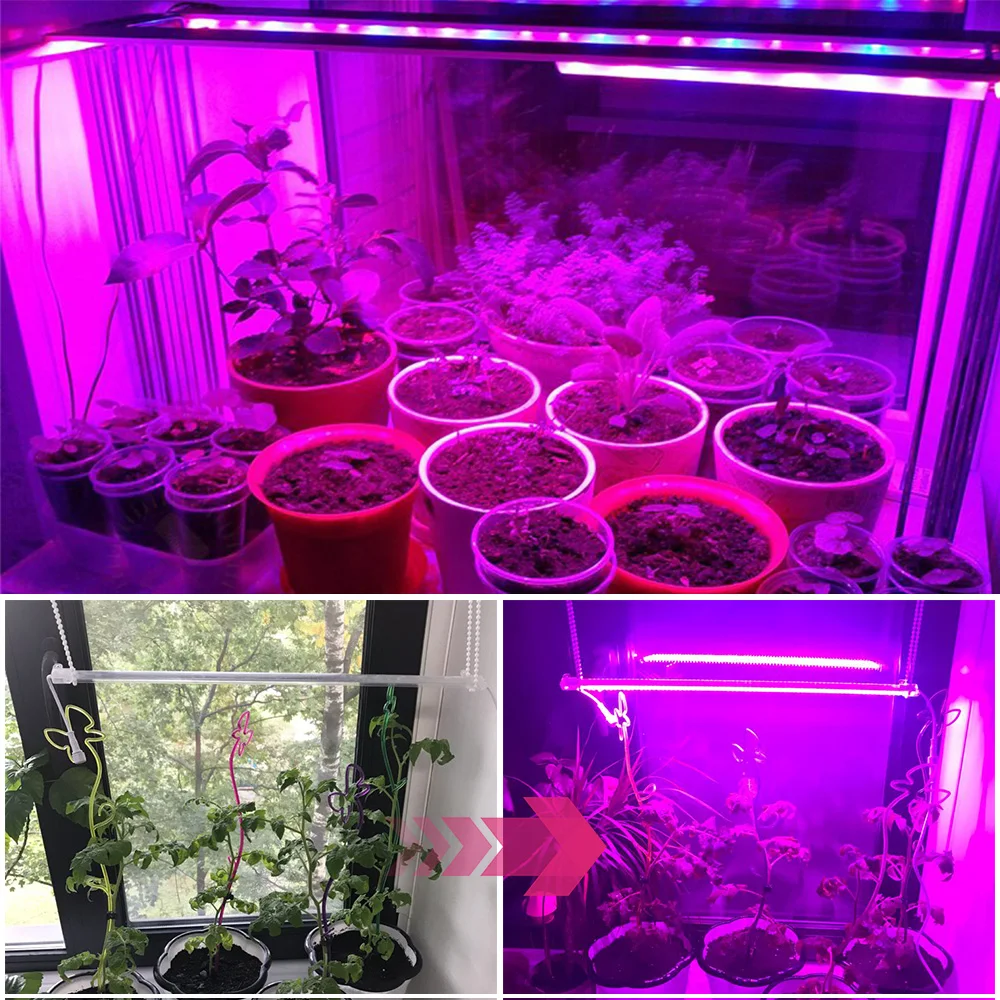 풀 스펙트럼 LED 식물등 110V 220V 12W 피토램프 LED 바 라이트 90LED 식물 재배용 라이트 튜브 (식물, 온실, 묘목용)