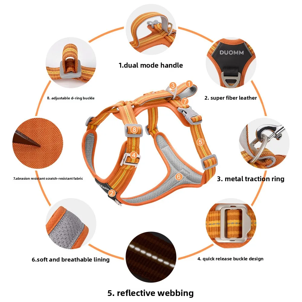 Premium Reflective Dog Harness with Dual Handles & Quick Release Buckle, Adjustable and No-Pull Design