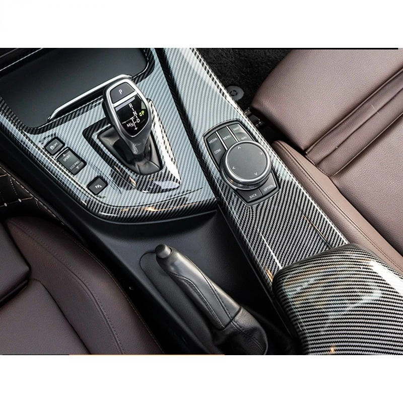 Carbon Fiber Pattern Car Stickers Gear Shift Panel Cover Interior