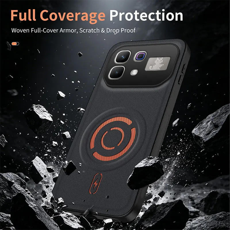 Magnetic Textured Leather Drop-Protection Phone Case Cover