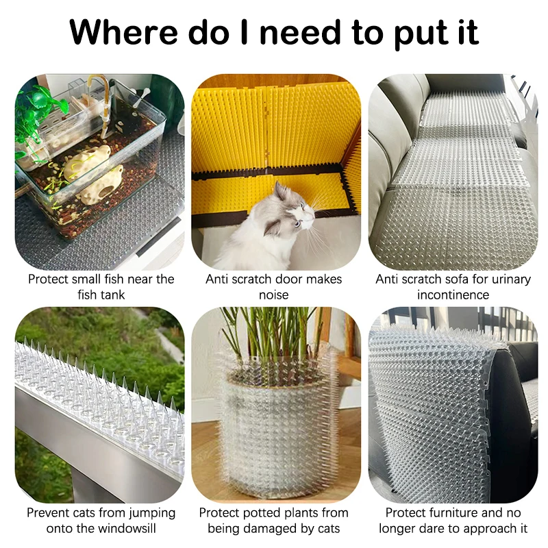 1/5Pc Anti-Cat Spikes Mat Anti-Climbing Fence Balcony Isolation Gardening Anti-Cat Thorn Net Dog Squirrel Repellent Pet Supplies