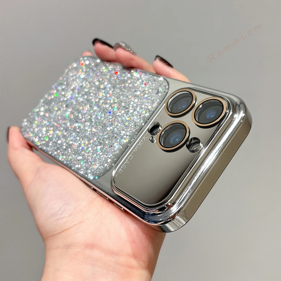 Bling Glitter Phone Case For Iphone 13 14 15 16 Pro Max Camera Cover_voghion.com