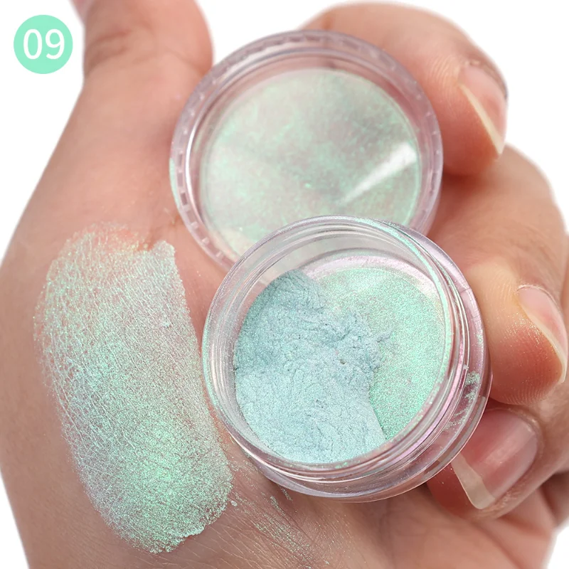 Polarized Chrome Eyeshadow Powder 12 Colors Lasting Waterproof Pearlescent Glitter Matte Green Pink Blue Loose Powder Eye Makeup