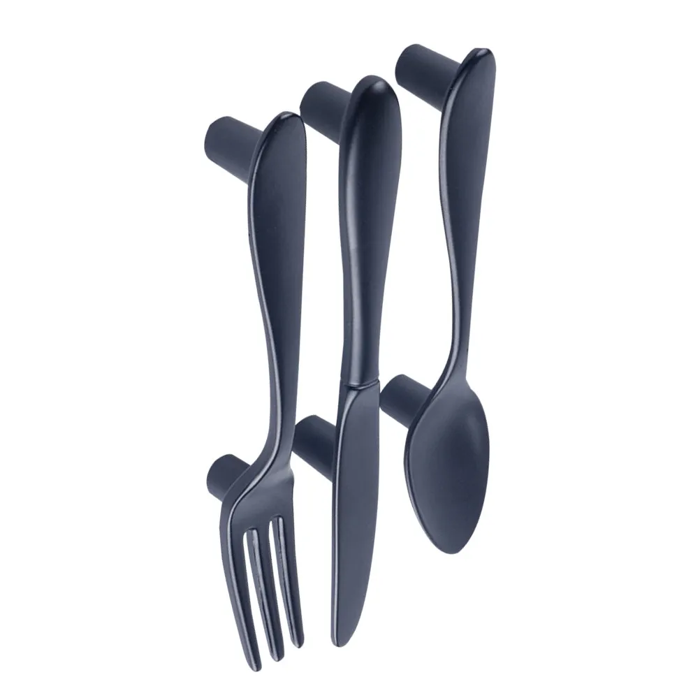 มือจับเฟอร์นิเจอร์รูปทรงมีด ส้อม ช้อน 3 ชิ้น อุปกรณ์ตกแต่งโต๊ะอาหาร ดีไซน์สร้างสรรค์ ทำจากโลหะผสมสังกะสี สำหรับตู้และลิ้นชัก 1