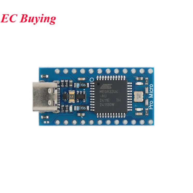 2 Moduli Pro Micro ATmega32U4 Con Type-C - Scheda Sviluppo 5V 16MHz Per Microcontrollori E DIY