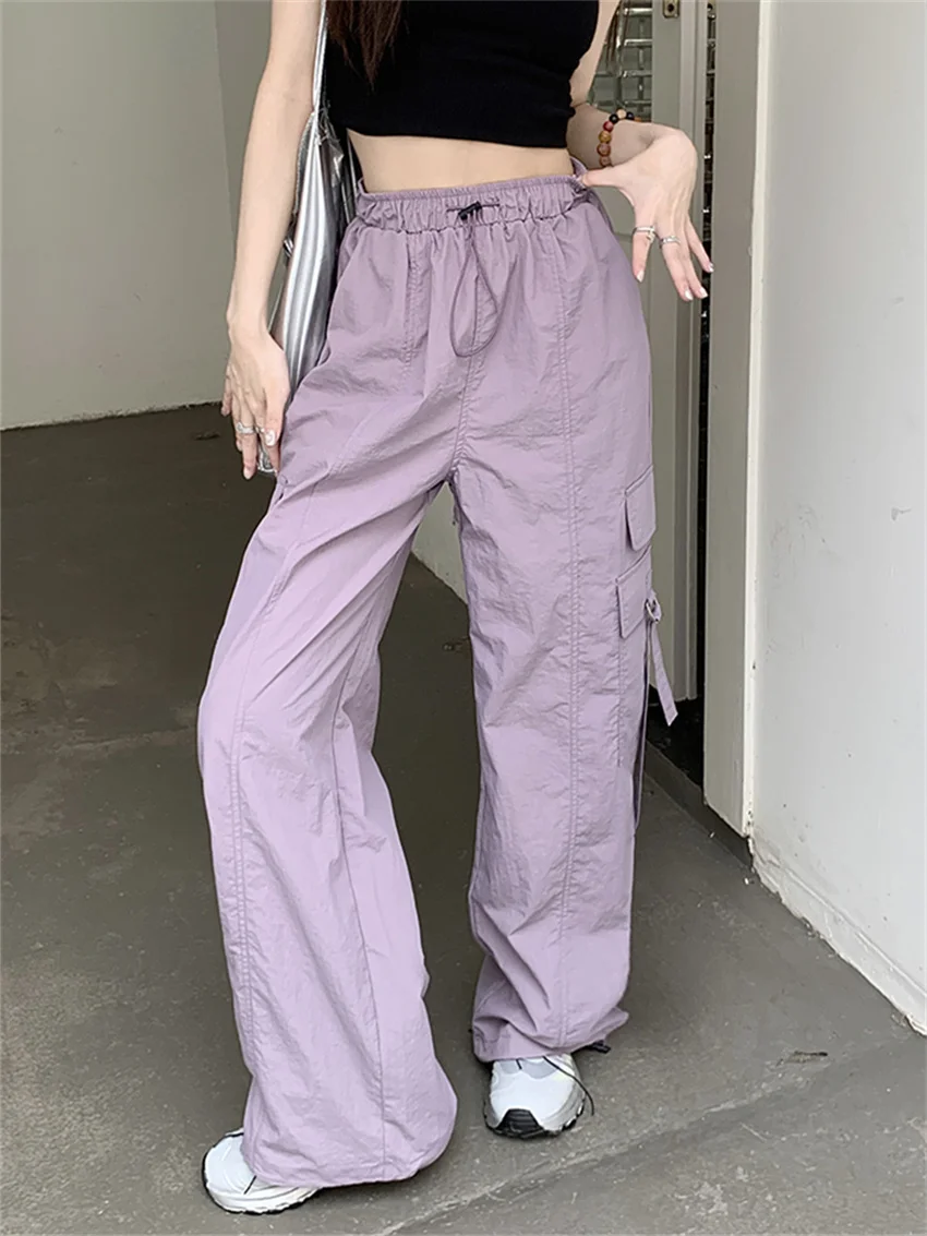 

Брюки Alien Kitty женские спортивные с завышенной талией, свободные приталенные штаны с широкими штанинами для танцев, уличная одежда, прямые укороченные штаны, осень 2023