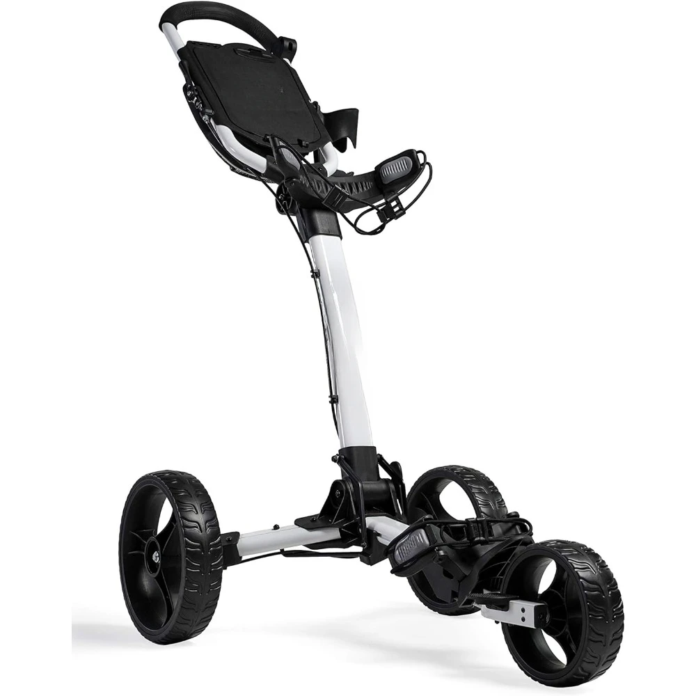 

Golf Push Cart | Lightweight and Folding Golf Cart | Adjustable Golf Bag Stand Putter Cover Supplies Trolley Sports