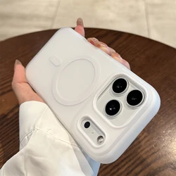 Magsafe Magnetic Wireless Charging Silicone Jelly Colorful Protection Case - iPhone 15 Pro Max (White)