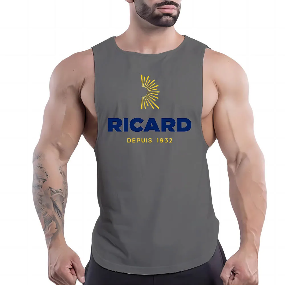 

Summer Fitness Sport Adult Men'S O-Neck Vest Creative Letter 2d Printed Multi-Color Breathable Quick-Drying Sleeveless Shirt