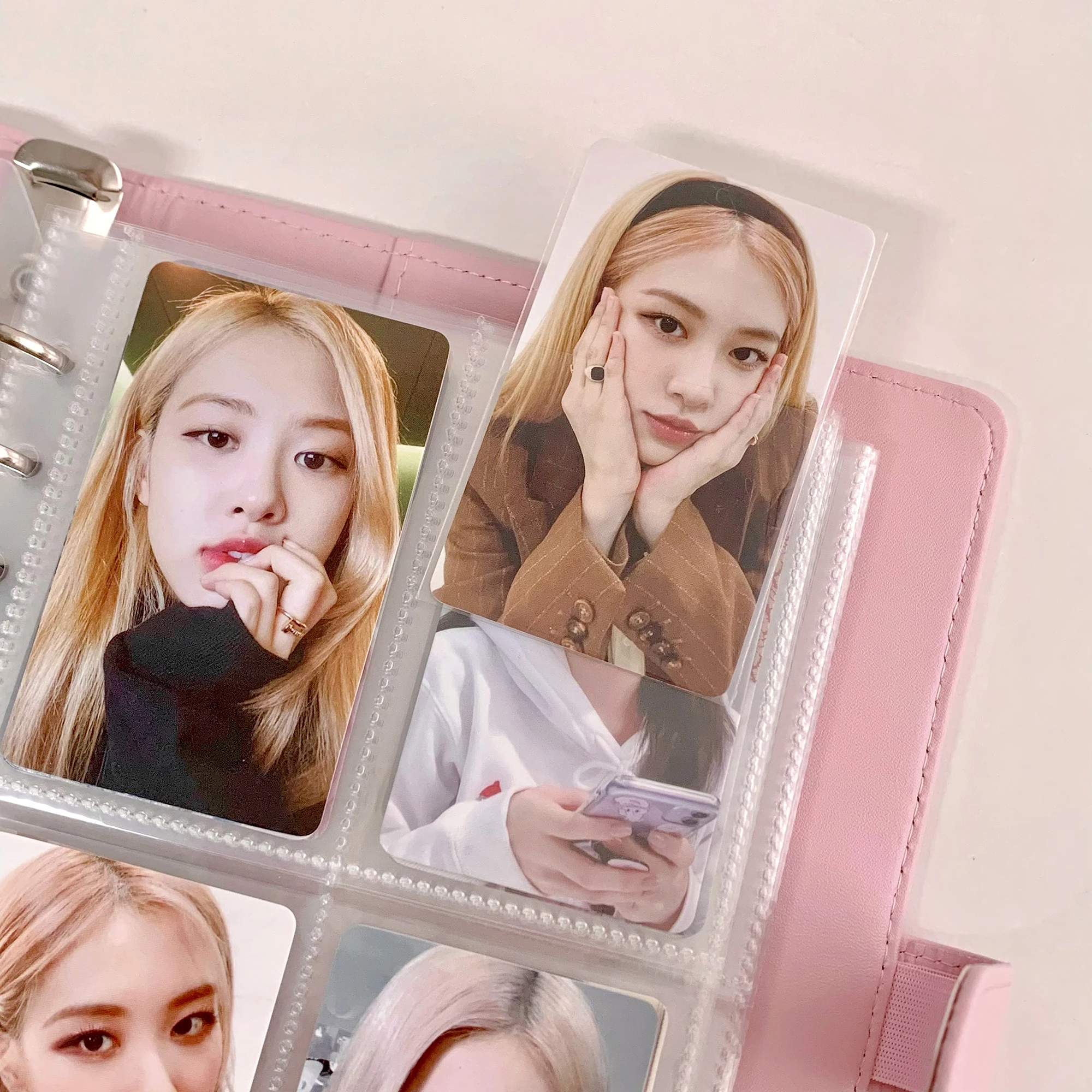 Cor dos doces a5 plutônio couro fichário photocards capa bonito kpop loose-leaf coletar livro cartões de fotos álbum livro de armazenamento artigos de papelaria