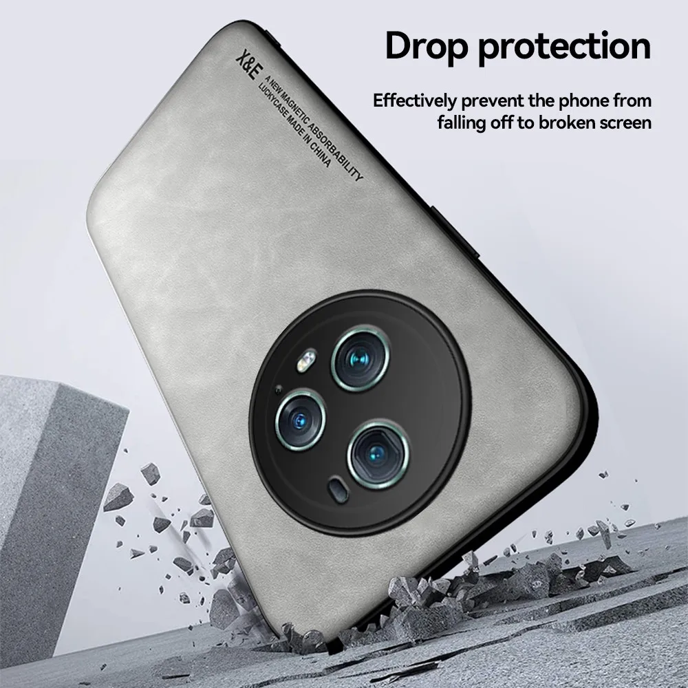 Фото Новый стиль для Honor Magic5 Pro искусственная кожа задняя крышка из овечьей кожи Hnor Honr Magic 5 Lite 5 Lite 5Pro искусственная кожа автомобильный магнитный держатель Shockp №4