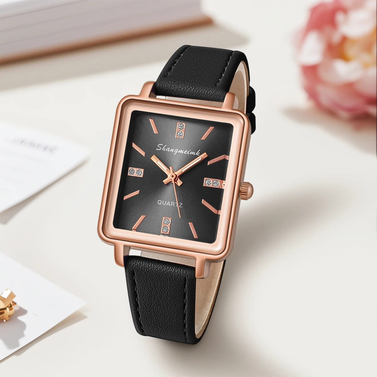 Elegant Minimalist Women's PU Leather Quartz Wrist Watch