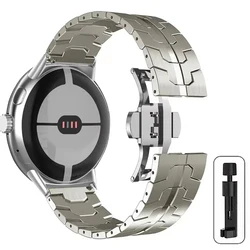 Luxury Stainless Steel Watchband Bracelet for Pixel watch 3 4 45mm (Titanium color)
