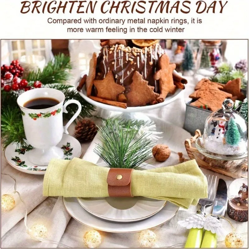 Artificial Leather Napkin Rings Ideal for Table Decoration in Home Kitchen Holiday Thanksgiving Restaurants Cafes and Hotels
