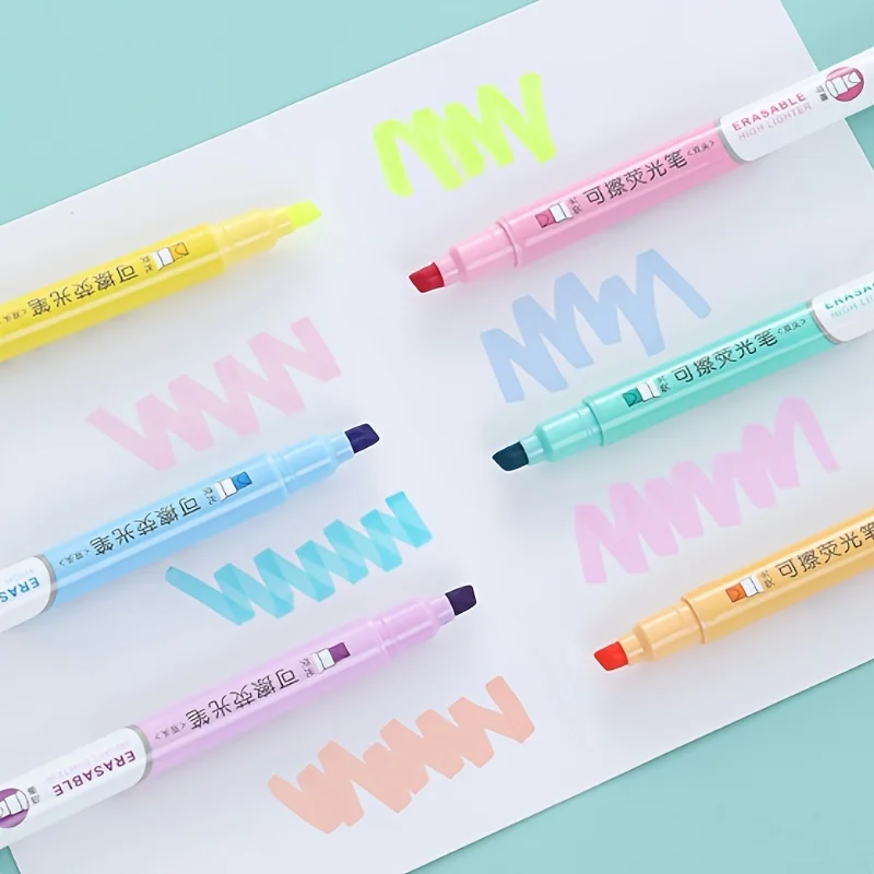 Highlighter Marker Highlighter Pen Art Marker Marker Pen Creative Erasable Highlighters Pastel Markers Dual Tip Fluorescent Marker Pen 6pcs for Art Drawing Doodling Marking Supplies