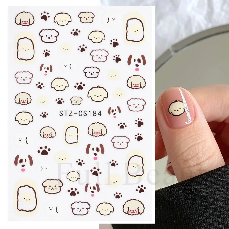 Nail Stickers Nail Art Decoration Nail Decals 3D Cartoon Cute Cat Nail Childlike Stickers Kawaii Colorful Animals Series New Nail Art Tattoo Design Manicure Decal LASTZ-CS186