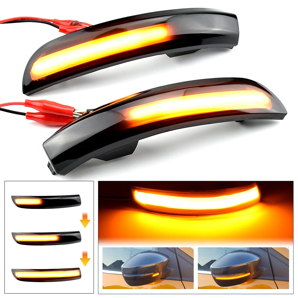 2pcs Dynamic Blinker Led Turn Signal Lights Smoked Flowing Rear View