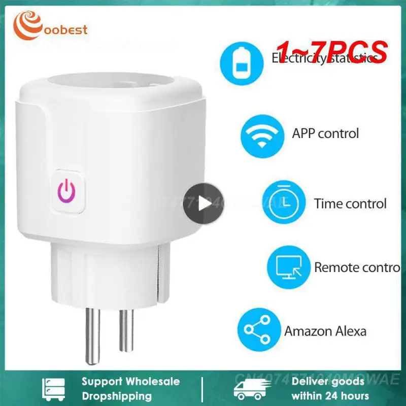 

1~7PCS Smart WiFi Plug Adaptor 16A Remote Voice Control Power Monitor Socket Outlet Timing Function work with Alexa Home