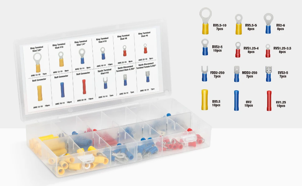 COSSE ELECTRIQUE,100PC Wire Terminalscoupe câble à sertir automatique
