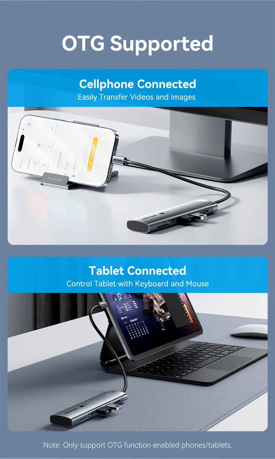USB C HUB HDMI 4K@60Hz 7 in 1 USB 3.0 5Gbps SD&TF Adapter PD 100W HUB Splitter f