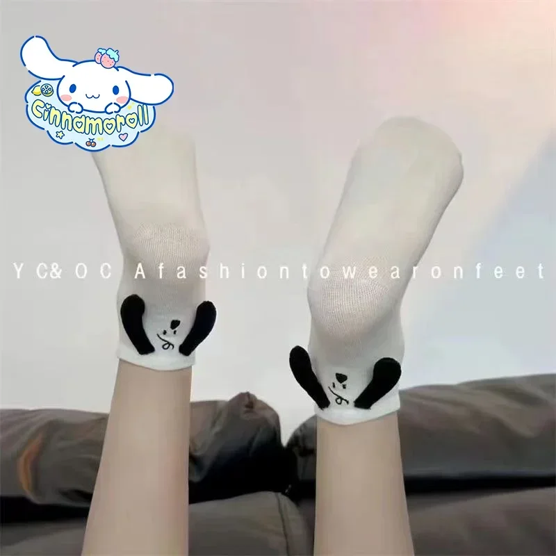 

Шармы Pachacco носки средней длины трехмерная кукла аниме мультфильм Женщины Весна Осень Ins милые вертикальные уши Y2k подарок